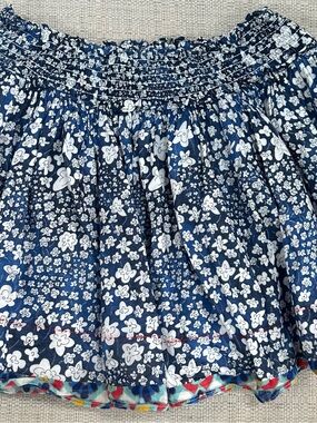 Hollister Navy Blue Floral Smocked Circle Skirt